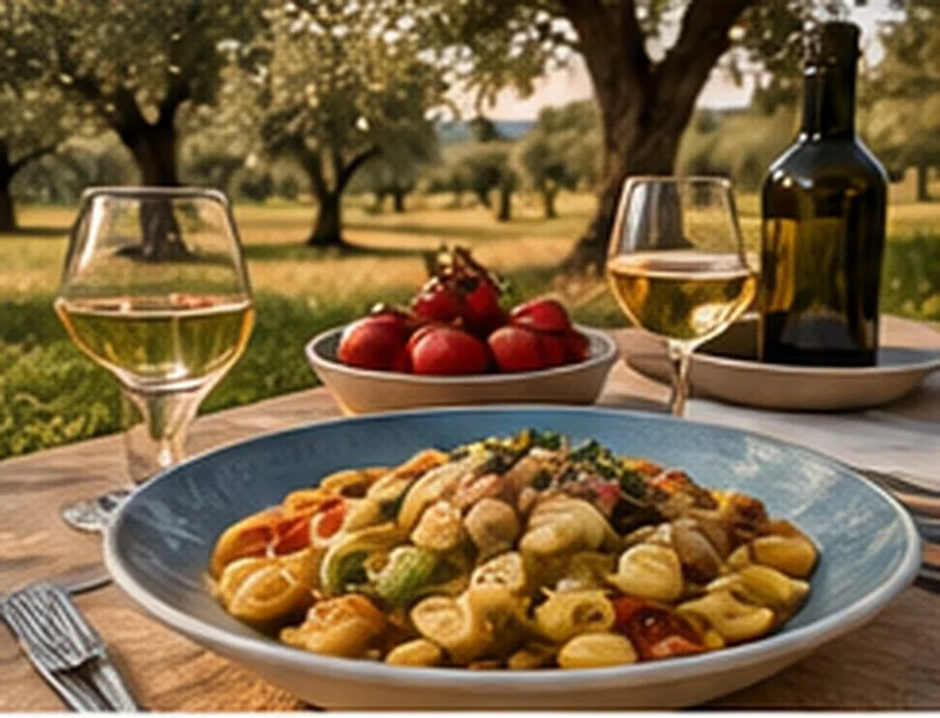 A table set for a meal in the Puglian countryside
